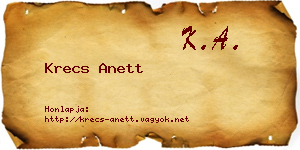 Krecs Anett névjegykártya